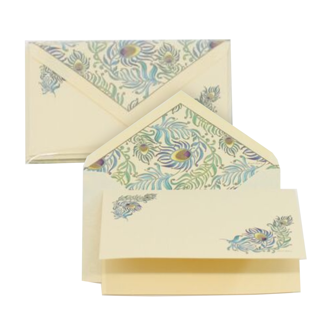 San Lorenzo Peacock Medium Folding Card Letter Writing Set (5ct.)