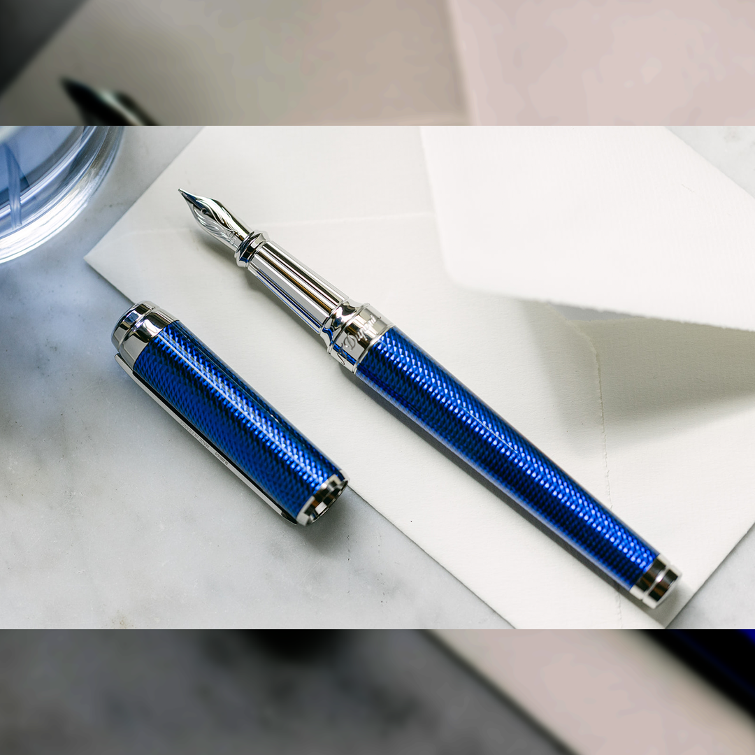 S.T. Dupont Line D Eternity XL Blue Guilloche - Fountain Pen