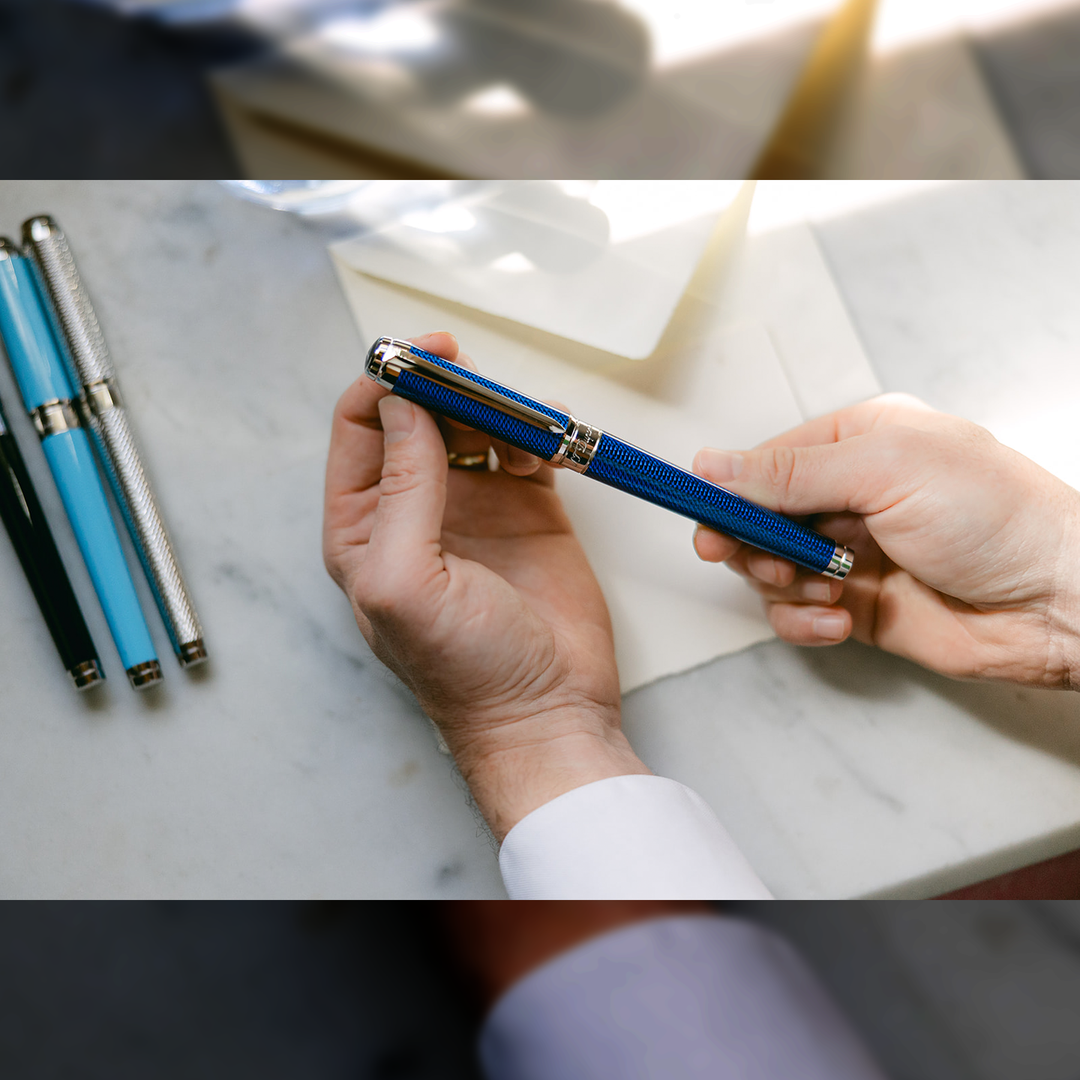 S.T. Dupont Line D Eternity XL Blue Guilloche - Fountain Pen