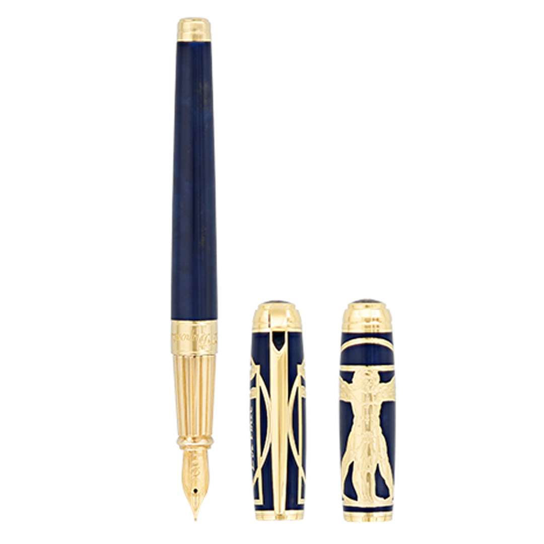 S.T. Dupont Line D Vitruvian Man Blue - Fountain Pen