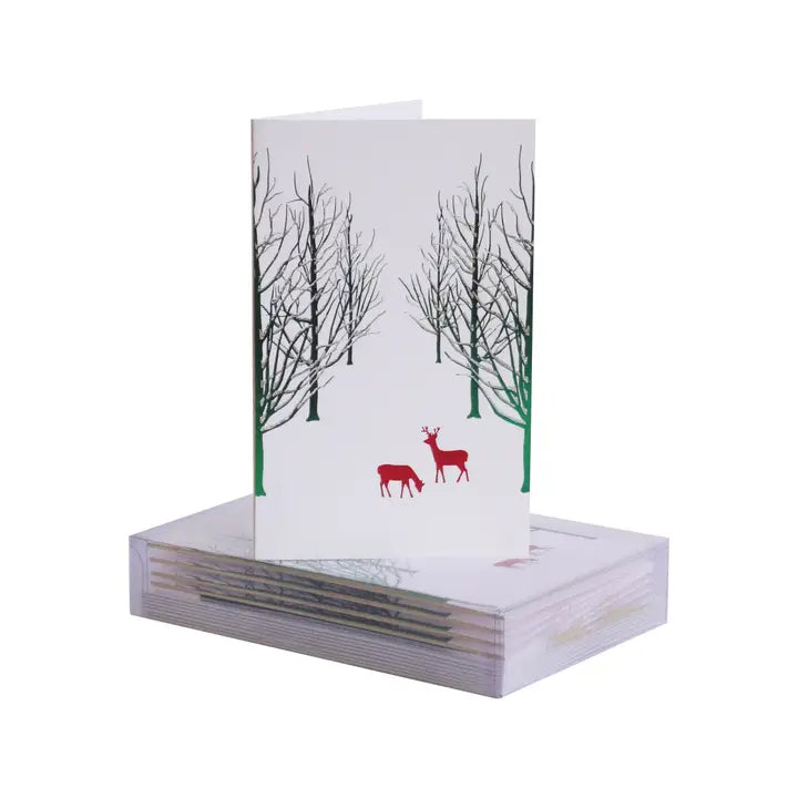 Snowy Forest On White Christmas Mini Note Card (8 Cards & Envelopes)