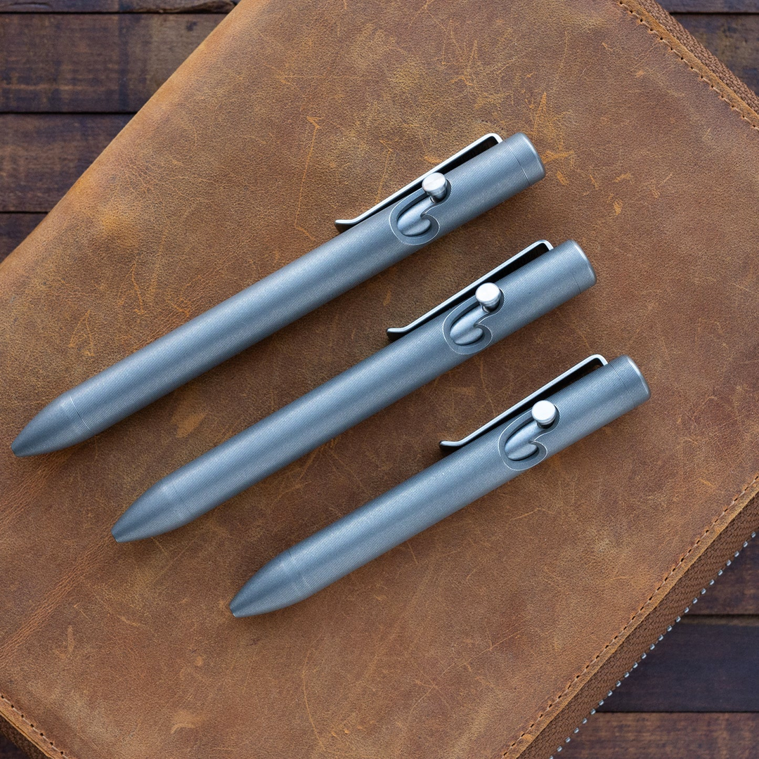 Tactile Turn Stonewashed Titanium Thick Bolt-Action - Click Pen