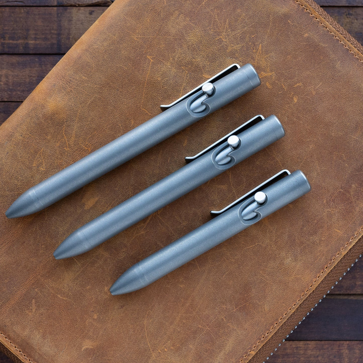 Tactile Turn Stonewashed Titanium Thick Bolt-Action - Click Pen