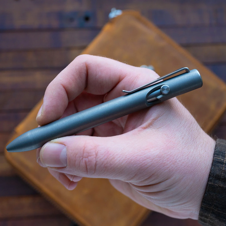 Tactile Turn Stonewashed Titanium Thick Bolt-Action - Click Pen