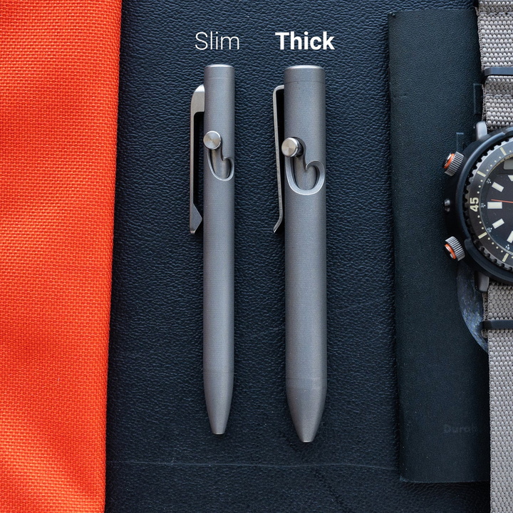 Tactile Turn Stonewashed Titanium Thick Bolt-Action - Click Pen