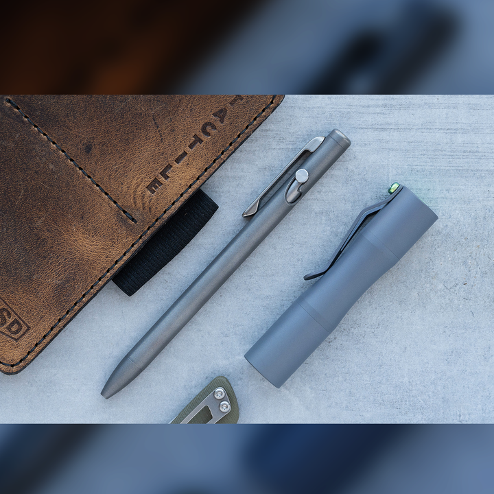 Tactile Turn Stonewashed Titanium Slim Bolt-Action - Click Pen
