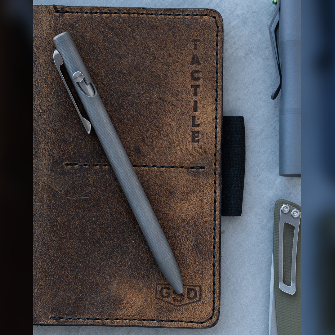 Tactile Turn Stonewashed Titanium Slim Bolt-Action - Click Pen