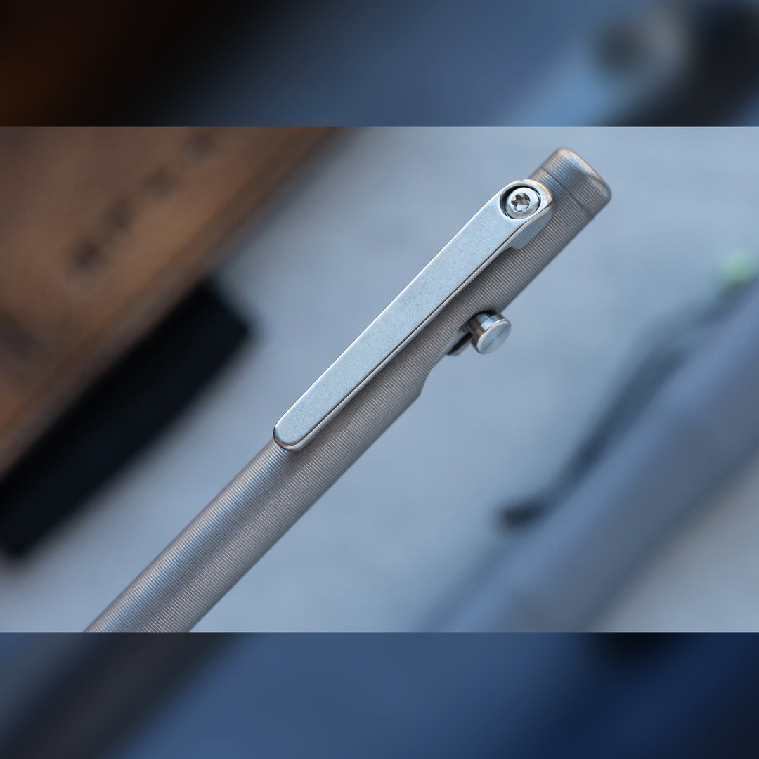Tactile Turn Stonewashed Titanium Slim Bolt-Action - Click Pen