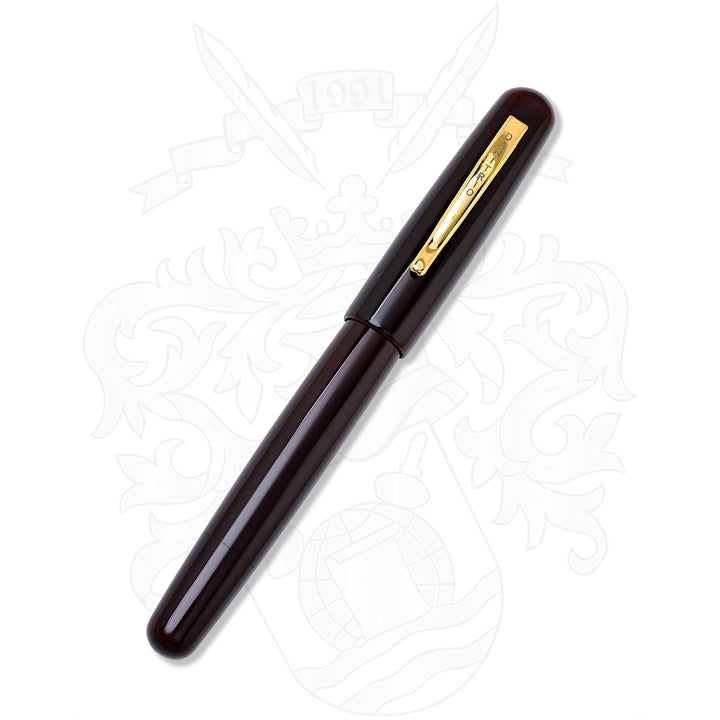 Danitrio Urushi Tame-Nuri Red on Densho, Round Top Fountain Pen