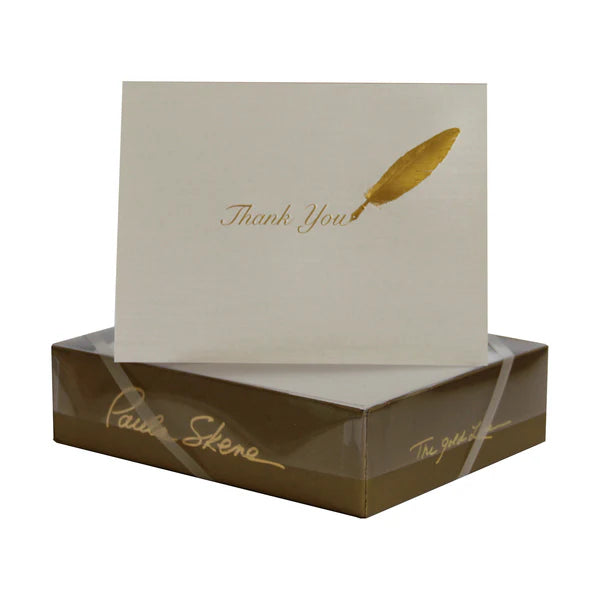 Paula Skene Quill Thank You On Sliver Satin Cards and Envelopes (8ct)