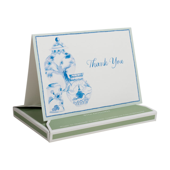 GLAZED PORCELAIN THANK YOU NOTES  6.187" x 4.375" (8 Folded Cards &amp; Envelopes)