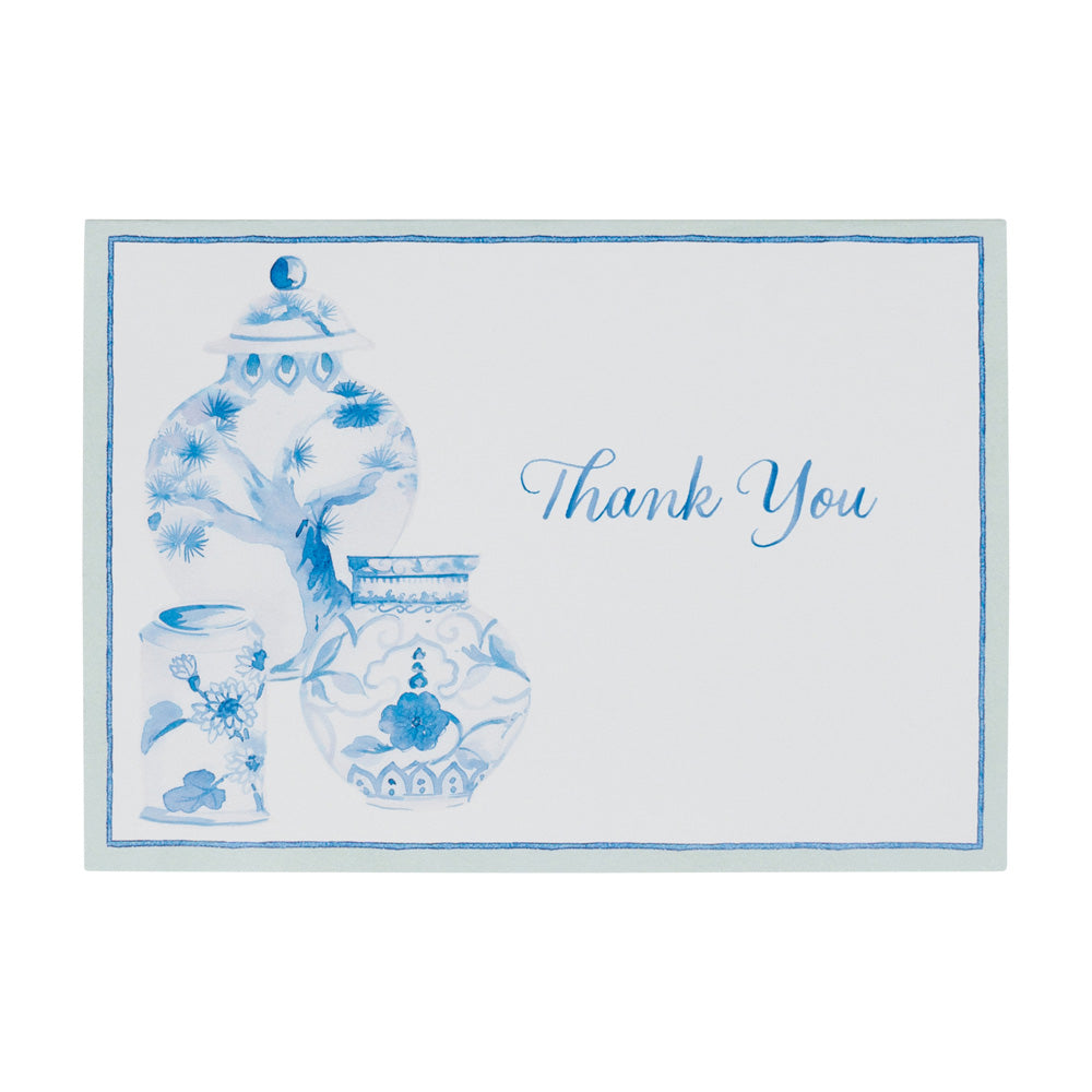 GLAZED PORCELAIN THANK YOU NOTES  6.187" x 4.375" (8 Folded Cards &amp; Envelopes)