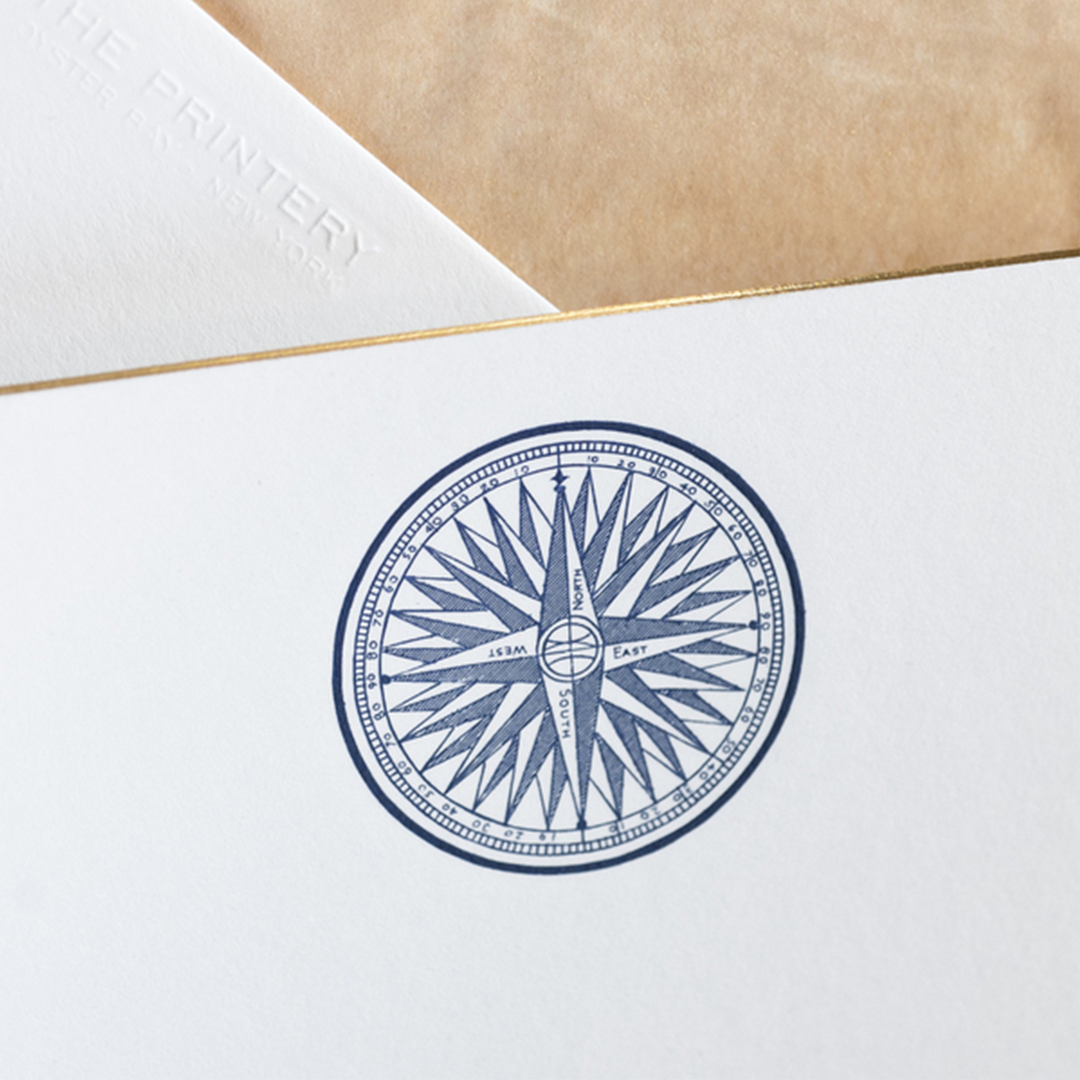 The Printery Engraved Cards - Compass Rose  (10ct.)