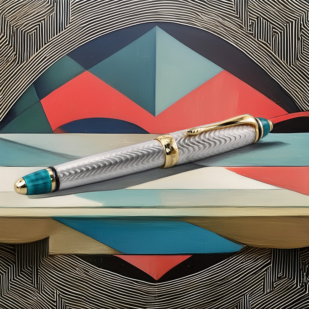 Michel Perchin Art Deco Limited 88 Sterling Silver Turquoise Fountain Pen
