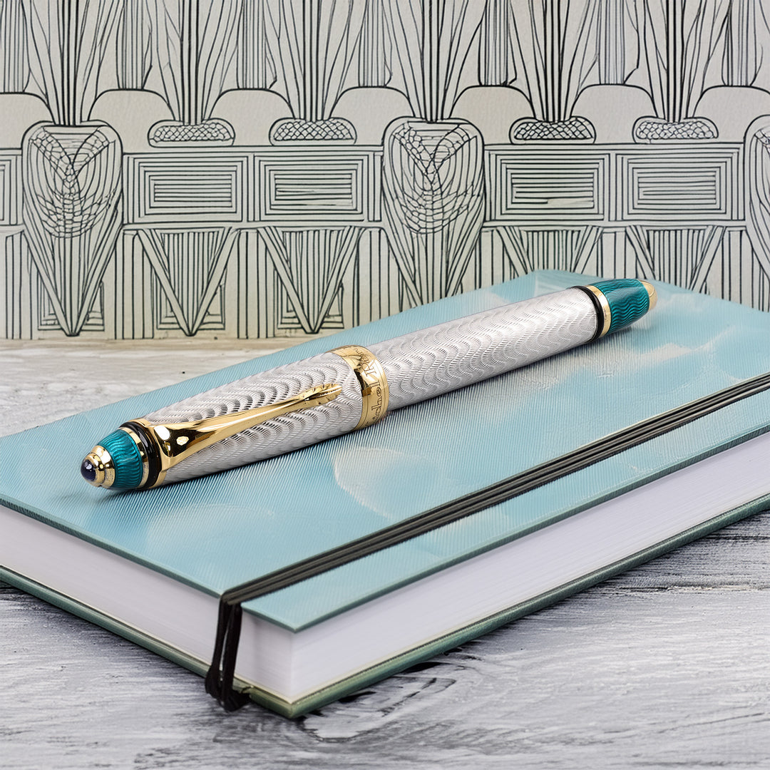 Michel Perchin Art Deco Limited 88 Sterling Silver Turquoise Fountain Pen
