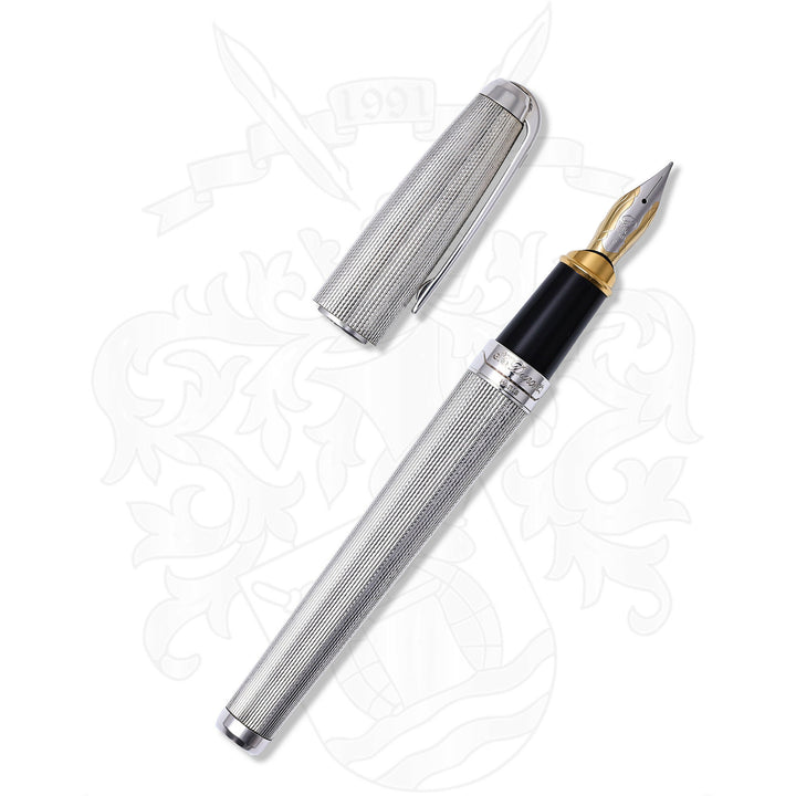 S.T Dupont XL Olympio Silver Plated Batley Grain Fountain Pen