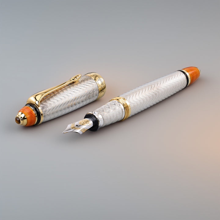 Michel Perchin Art Deco Limited Edition 88 Sterling Silver With Orange Trim