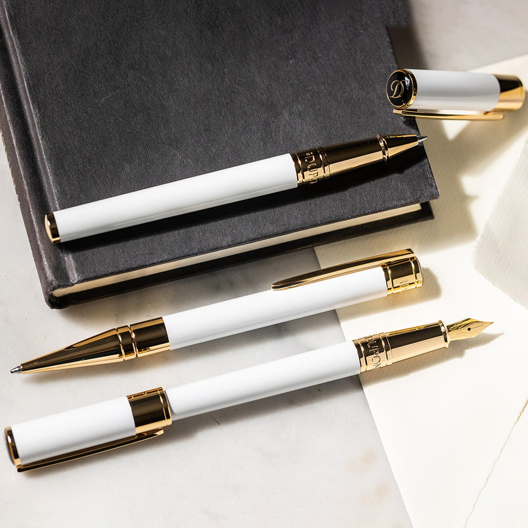 S.T. Dupont Initial Rollerball White and Gold