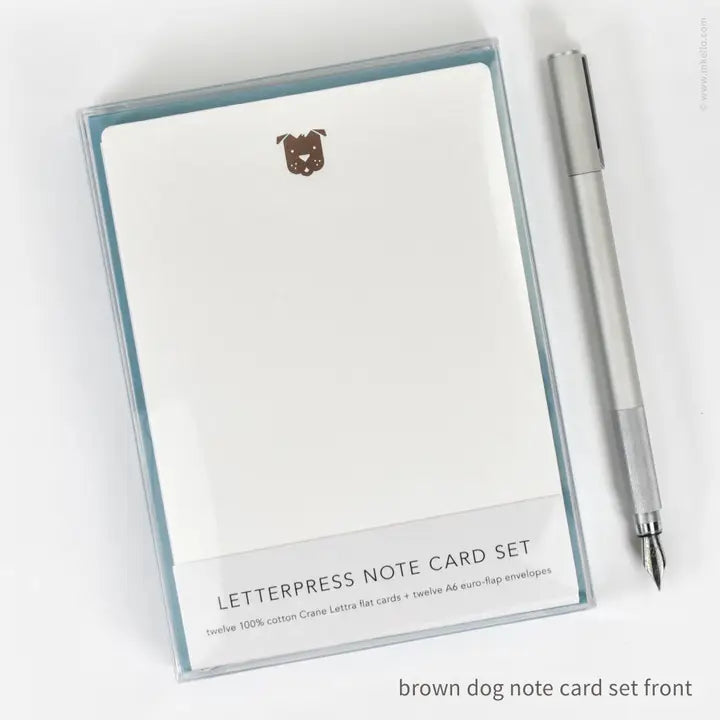 Flat Note Card Set with Brown Dog