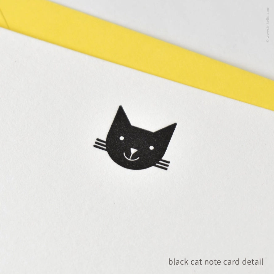 Flat Note Card Set with Black Cat