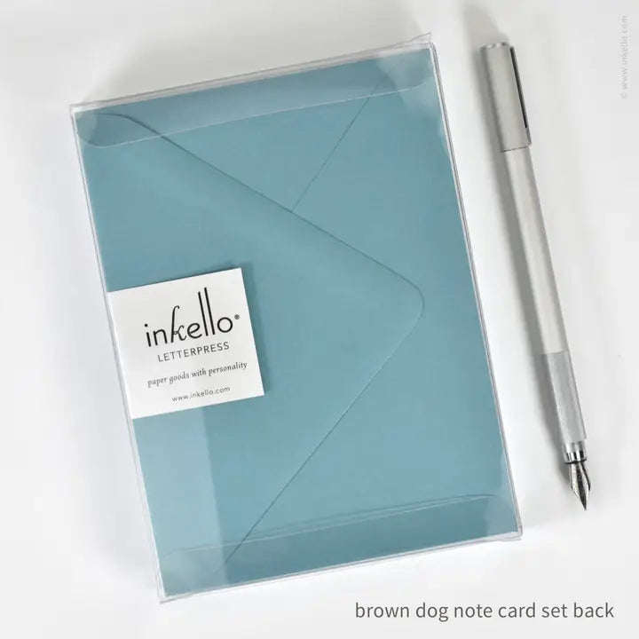 Flat Note Card Set with Brown Dog