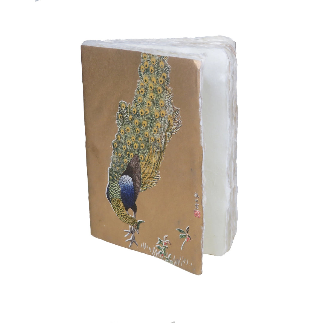 Epigram A5 Parchment Paper Notebook with Gold, Royal Bird, Peacock