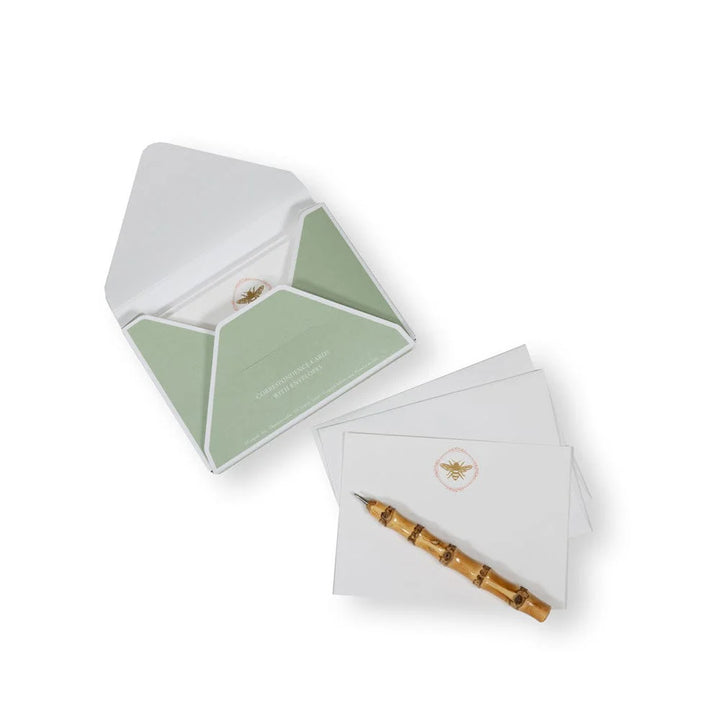 Bee Crest Foil Correspondence Card  6.125"x4.875" (12 Flat cards and envelopes)