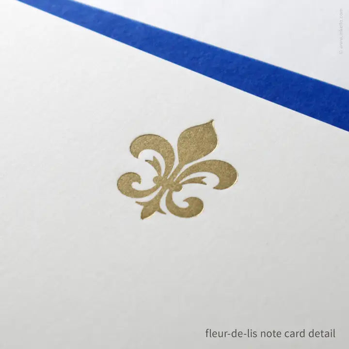 Flat Note Card Set with Gold Fleur-De-Lis