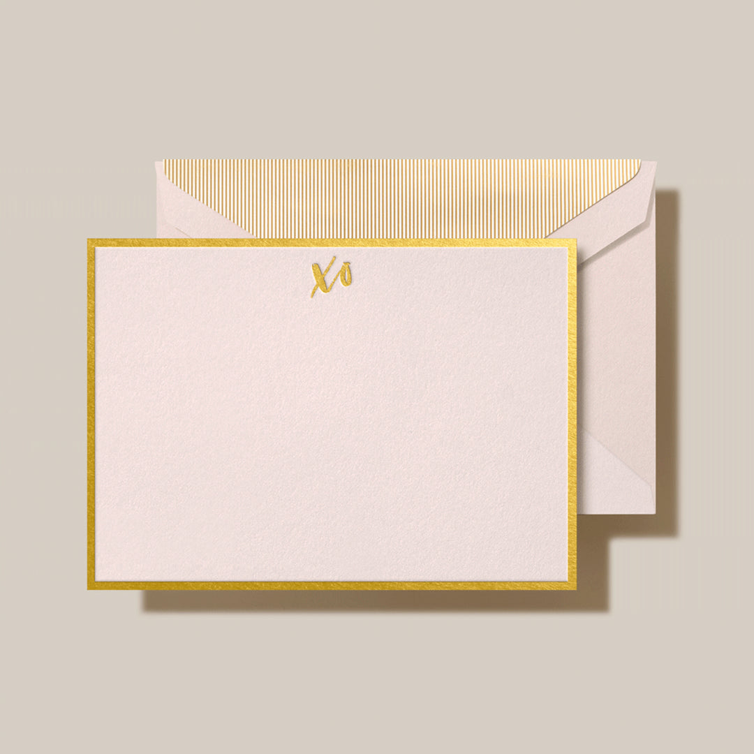 Crane 3 15/16" x 5 9/16" Cards & Envelopes 10pk - XO Bordered Card