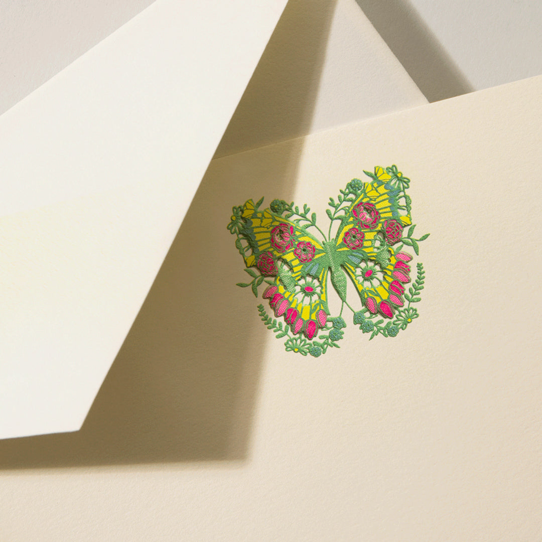 Crane Floral Butterfly Cards & Envelopes - 10pk