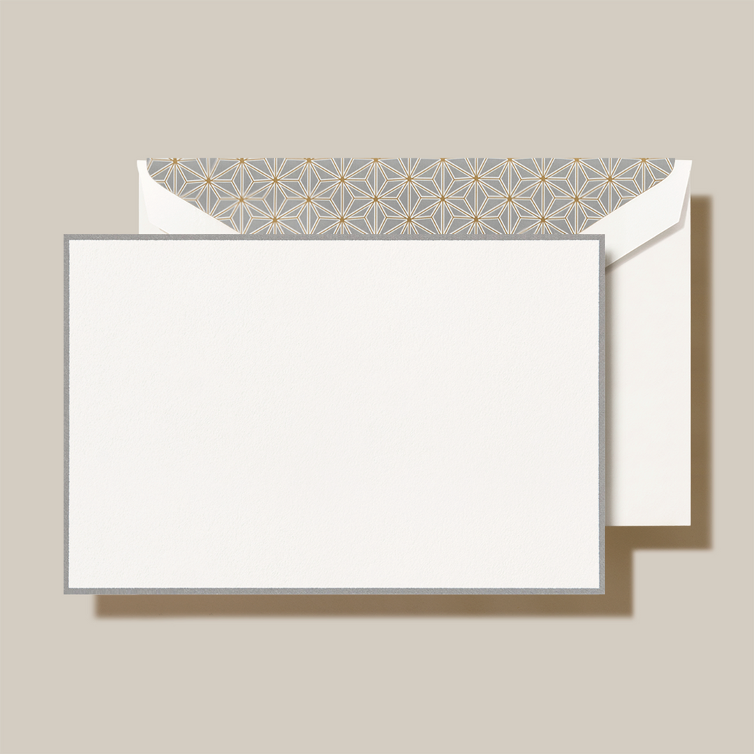 Crane 4 3/8" x 6 9/16" Cards & Envelopes 10pk - Charcoal Bordered Pearl White Card