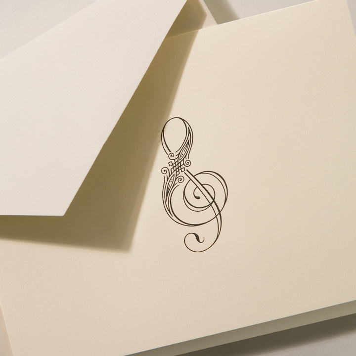 Crane 3 13/16" x 5 3/16" Cards & Envelopes 10pk - Treble Clef Note