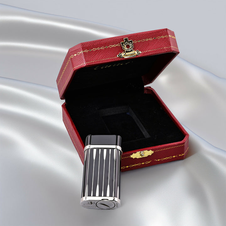 Cartier Godron Backgammon Black and Silver Lighter