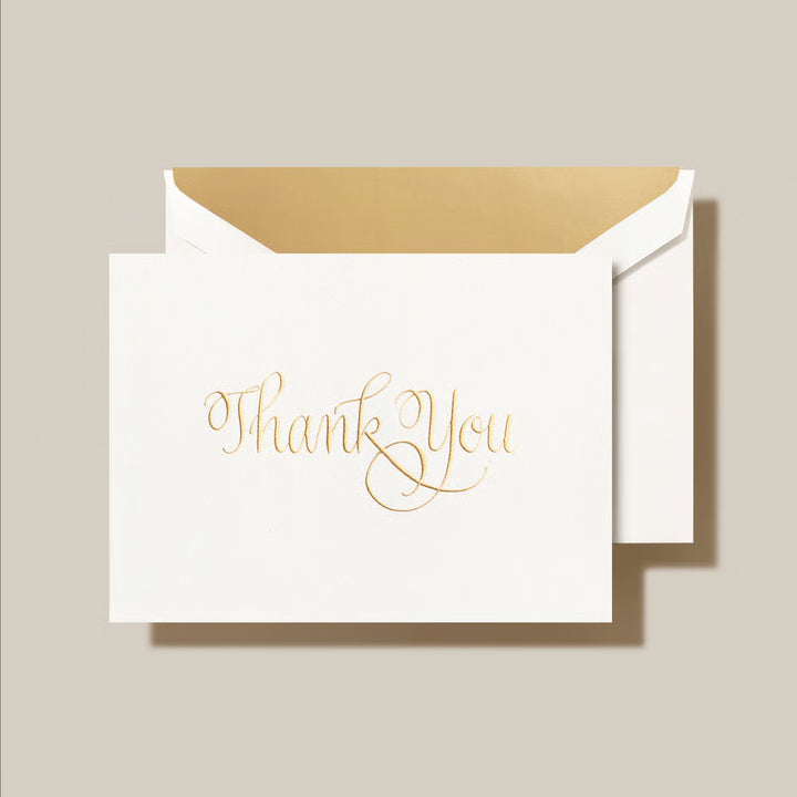 Crane 3 13/16" x 5 3/16" Cards &amp; Envelopes 10pk - Calligraphic Thank You Note