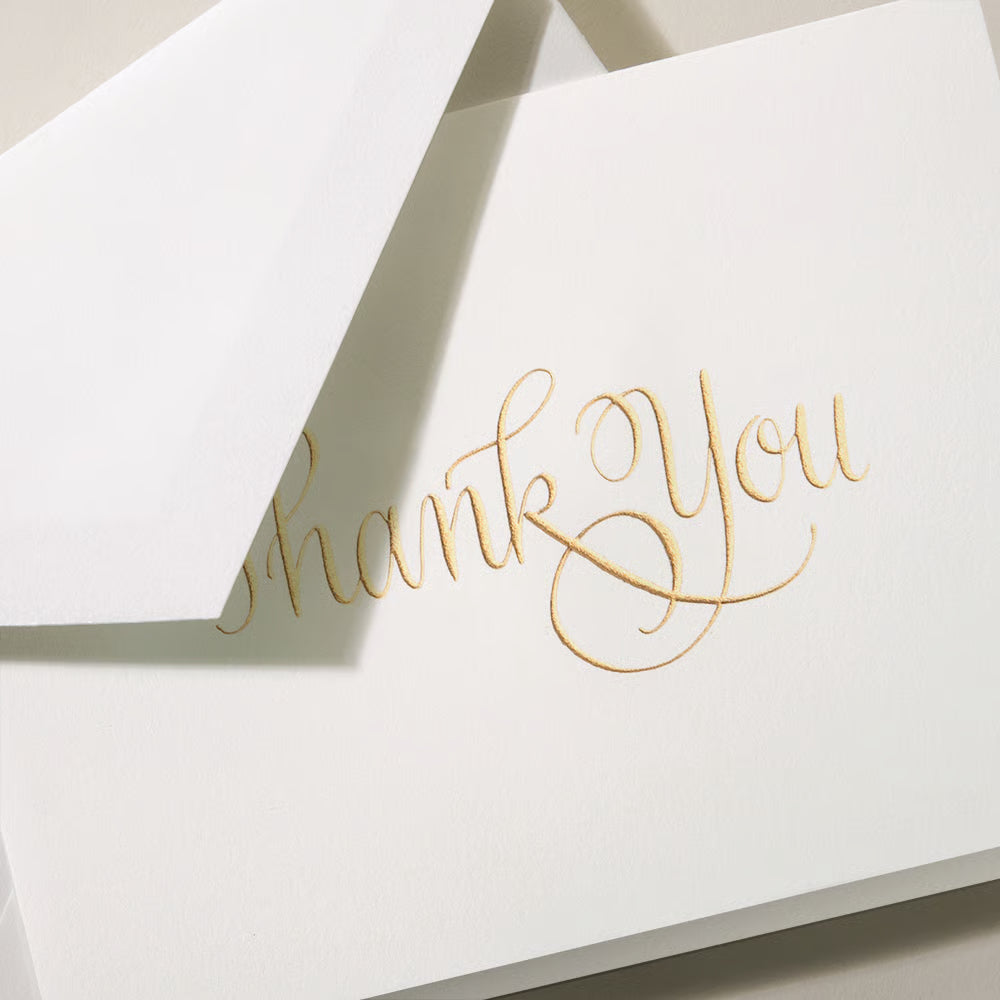 Crane 3 13/16" x 5 3/16" Cards &amp; Envelopes 10pk - Calligraphic Thank You Note