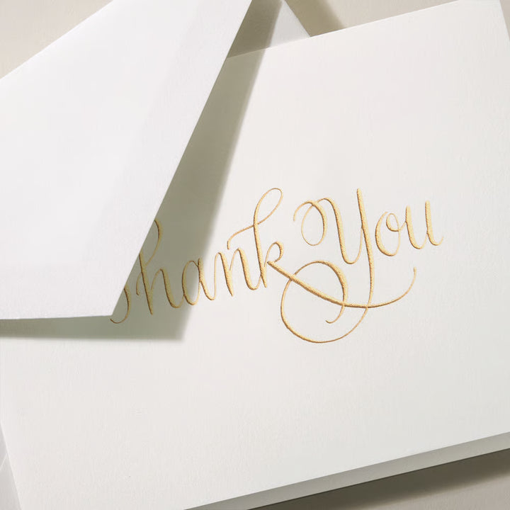 Crane 3 13/16" x 5 3/16" Cards &amp; Envelopes 10pk - Calligraphic Thank You Note