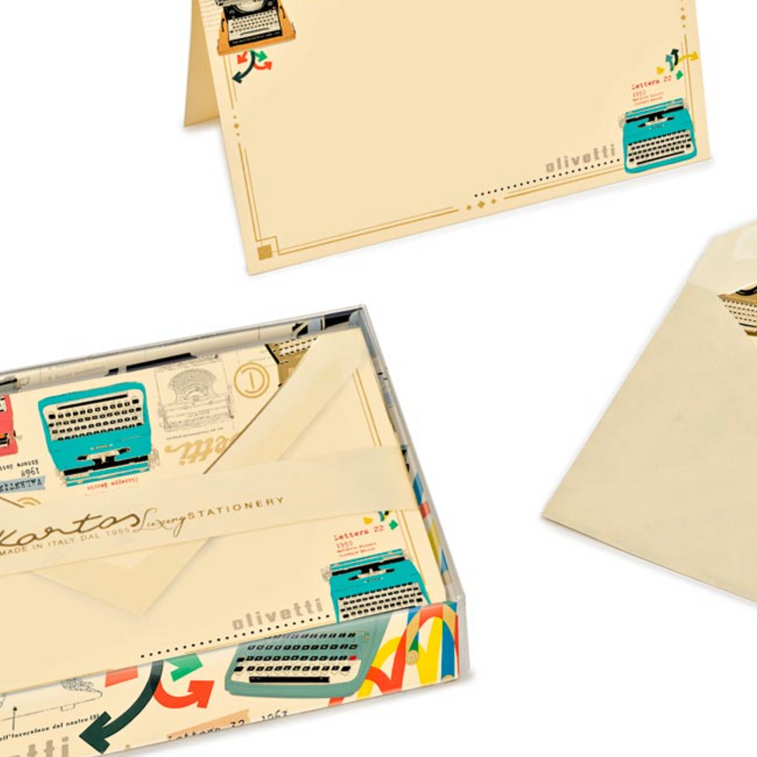 Italian Olivtti Fold Card &amp; Envelope Set (10ct.) 3.35"x 5.31" I Kartos Italy
