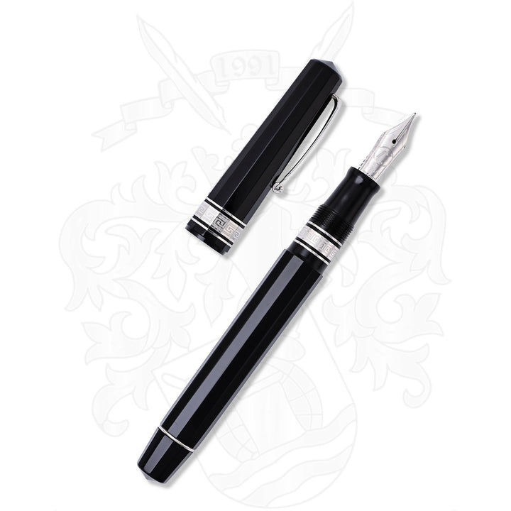 Omas Paragon Black And Silver Fountain Pen