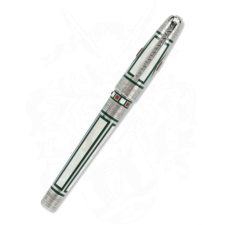 S.T. Dupont Medici Sterling Silver with Green Pattern LE Fountain Pen