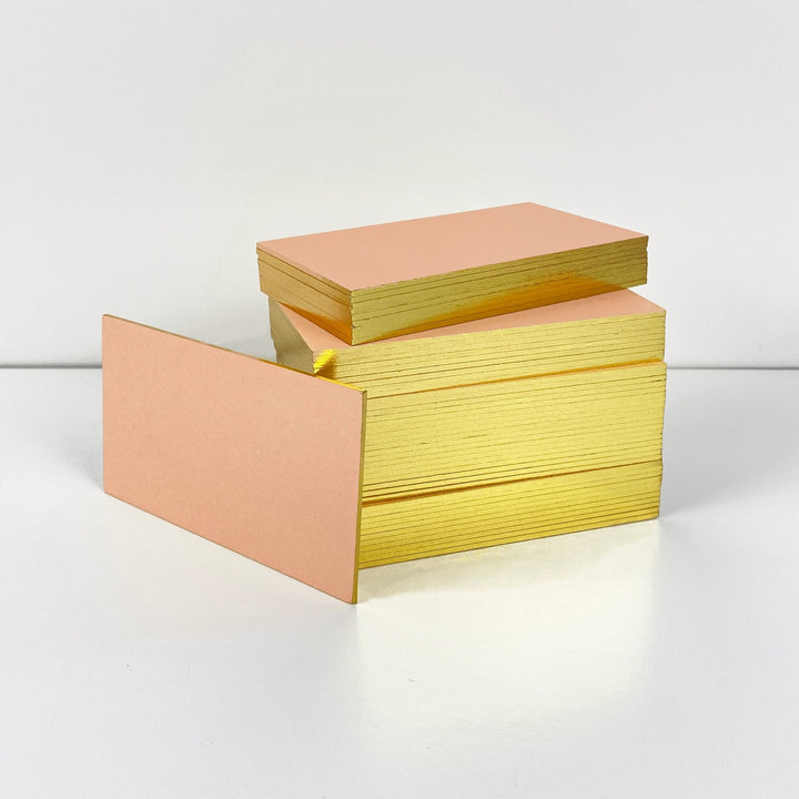 W co. Blush Business/Place Cards with Gold Edging (2” x 3.5”)