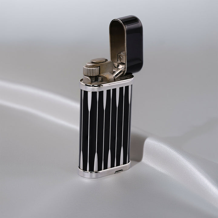 Cartier Godron Backgammon Black and Silver Lighter