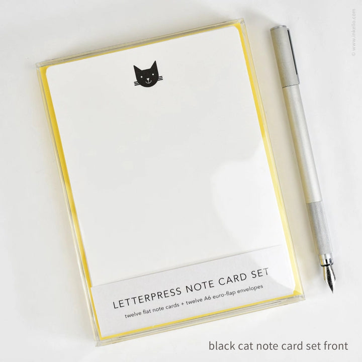 Flat Note Card Set with Black Cat