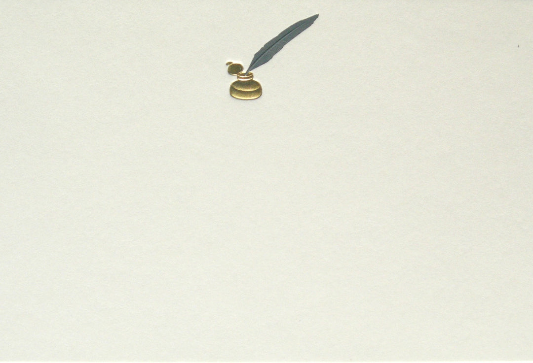 Original Crown Mill First Engraved Note Cards Pochette  - Blue Ink Well