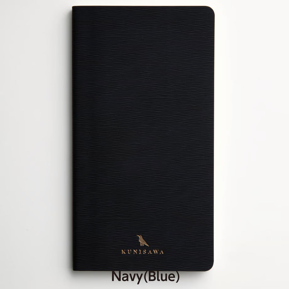 Premium Japanese Flexible Grid Leather Notebook- Navy | KUNISAWA JAPAN