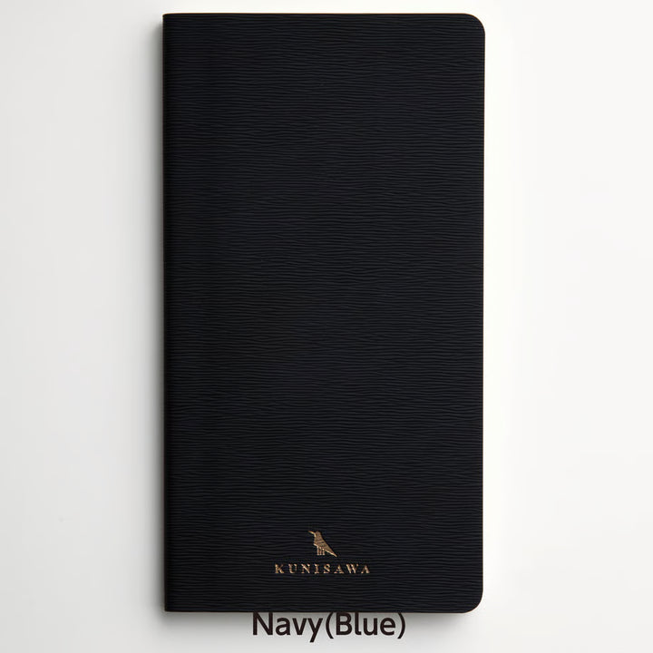 Premium Japanese Flexible Grid Leather Notebook- Navy | KUNISAWA JAPAN