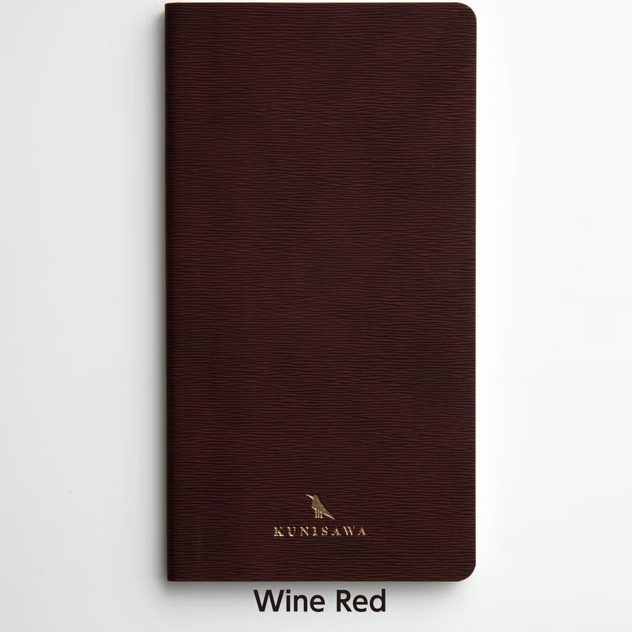 Premium Japanese Flexible Grid Leather Notebook- Wine Red | KUNISAWA JAPAN