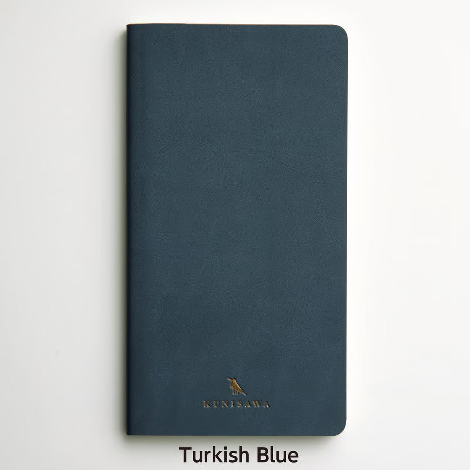 Premium Japanese Flexible Grid Leather Notebook- Turkish Blue | KUNISAWA JAPAN