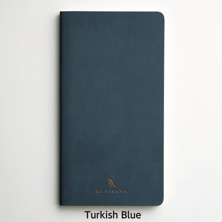 Premium Japanese Flexible Grid Leather Notebook- Turkish Blue | KUNISAWA JAPAN