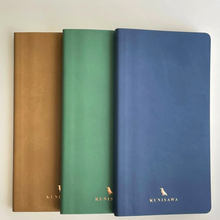 Premium Japanese Flexible Grid Leather Notebook- Beige | KUNISAWA JAPAN