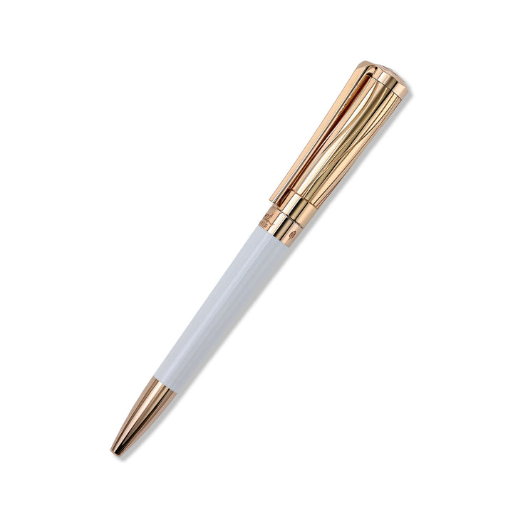 S.T. Dupont Liberté Wave Engraved White and Rose Gold Ballpoint
